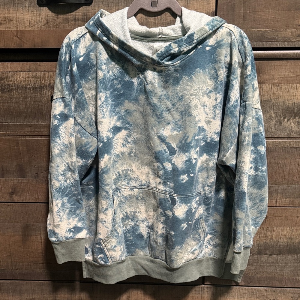 Light Duty Tie-Dye Hoodie in Blue, Sage, And White